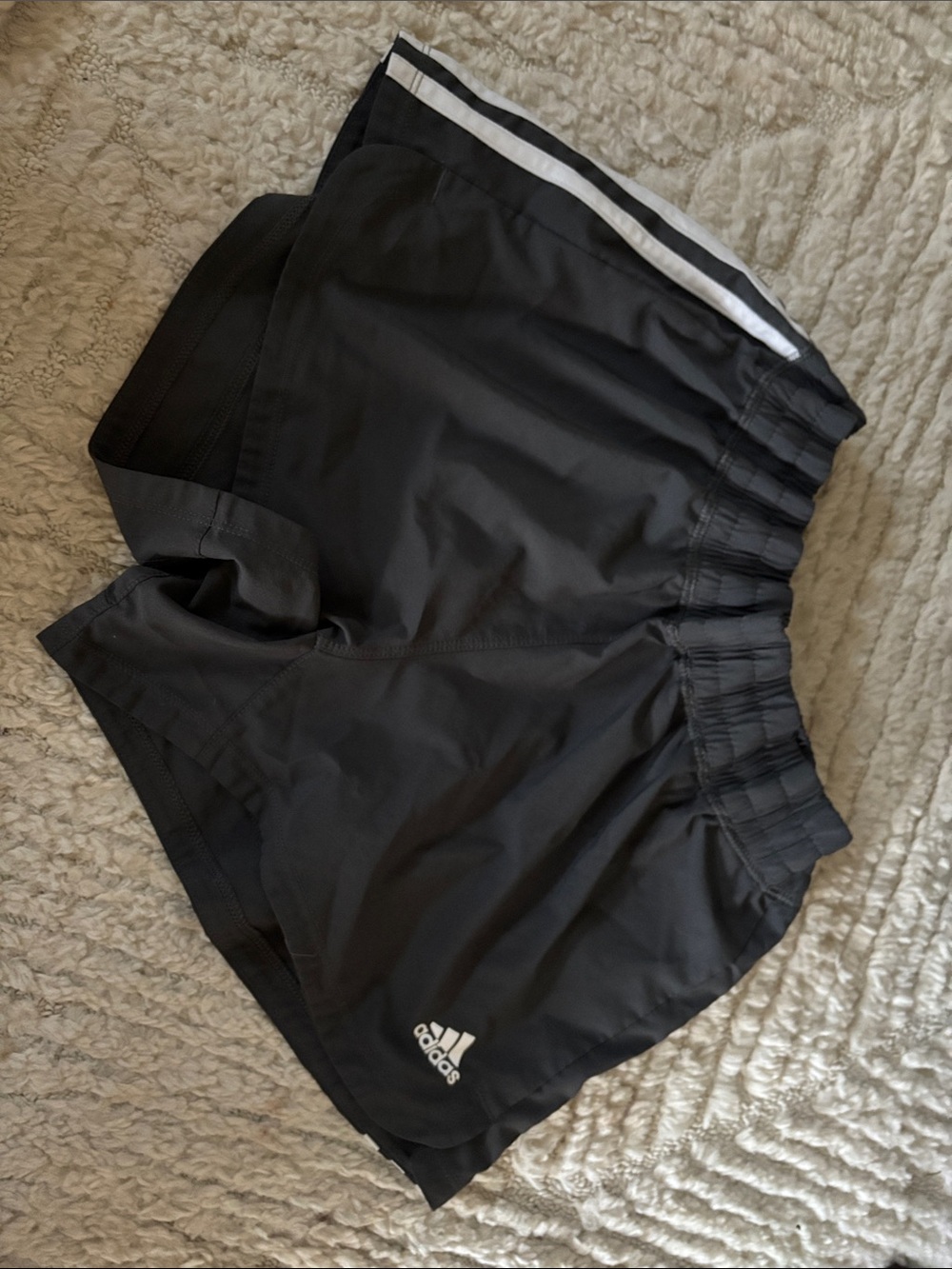 adidas Black Running Shorts with White Side Stripe